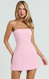 Strapless A Line Dress in Pink
