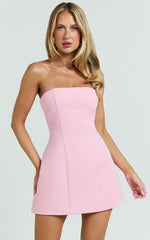 Strapless A Line Dress in Pink