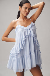 Tiered Ruffle Silk Mini Dress