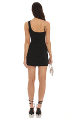 Rhinestone Cutout Dress in Black