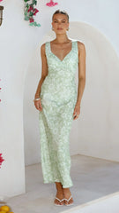 Rubie Maxi Dress - Lime Floral