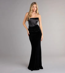 Zoya Satin Corset Velvet Mermaid Dress