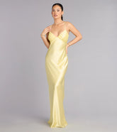 Ruby Satin Low Back Column Formal Dress