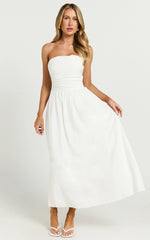Strapless Ruched Dress in White
