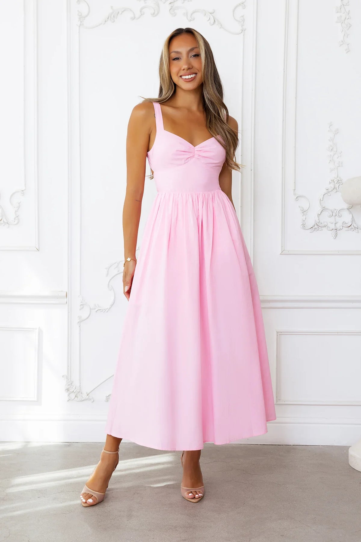Sunshine Dreamer Midi Dress Pink