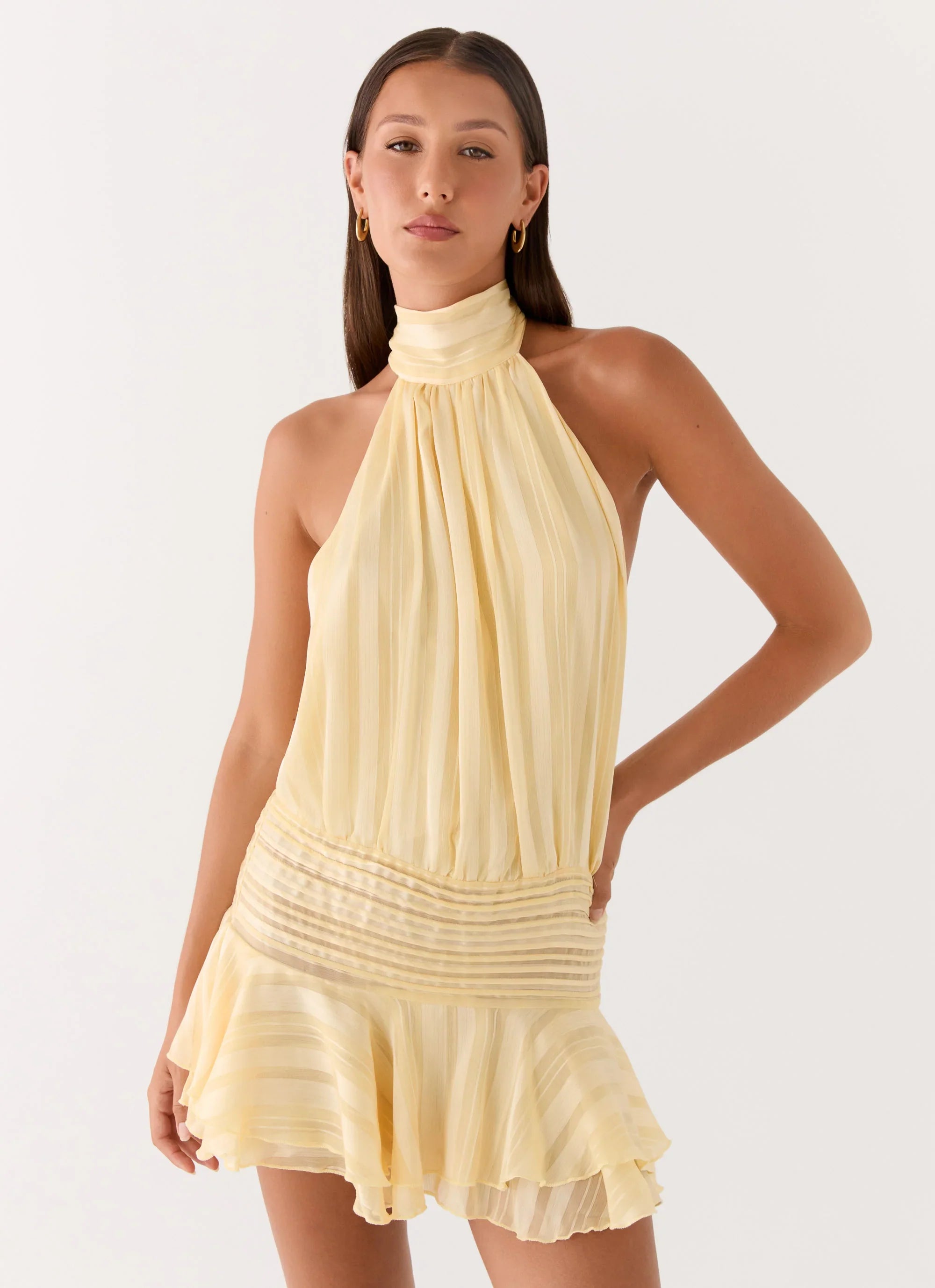 Willow Chiffon Mini Dress - Yellow