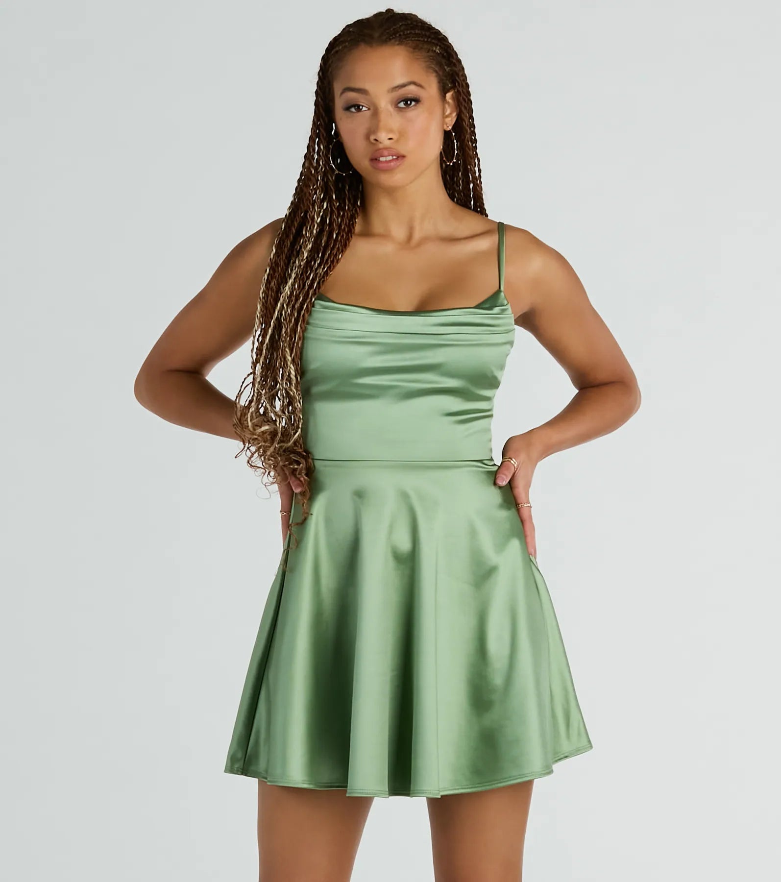 Silky Chic Satin Skater Dress