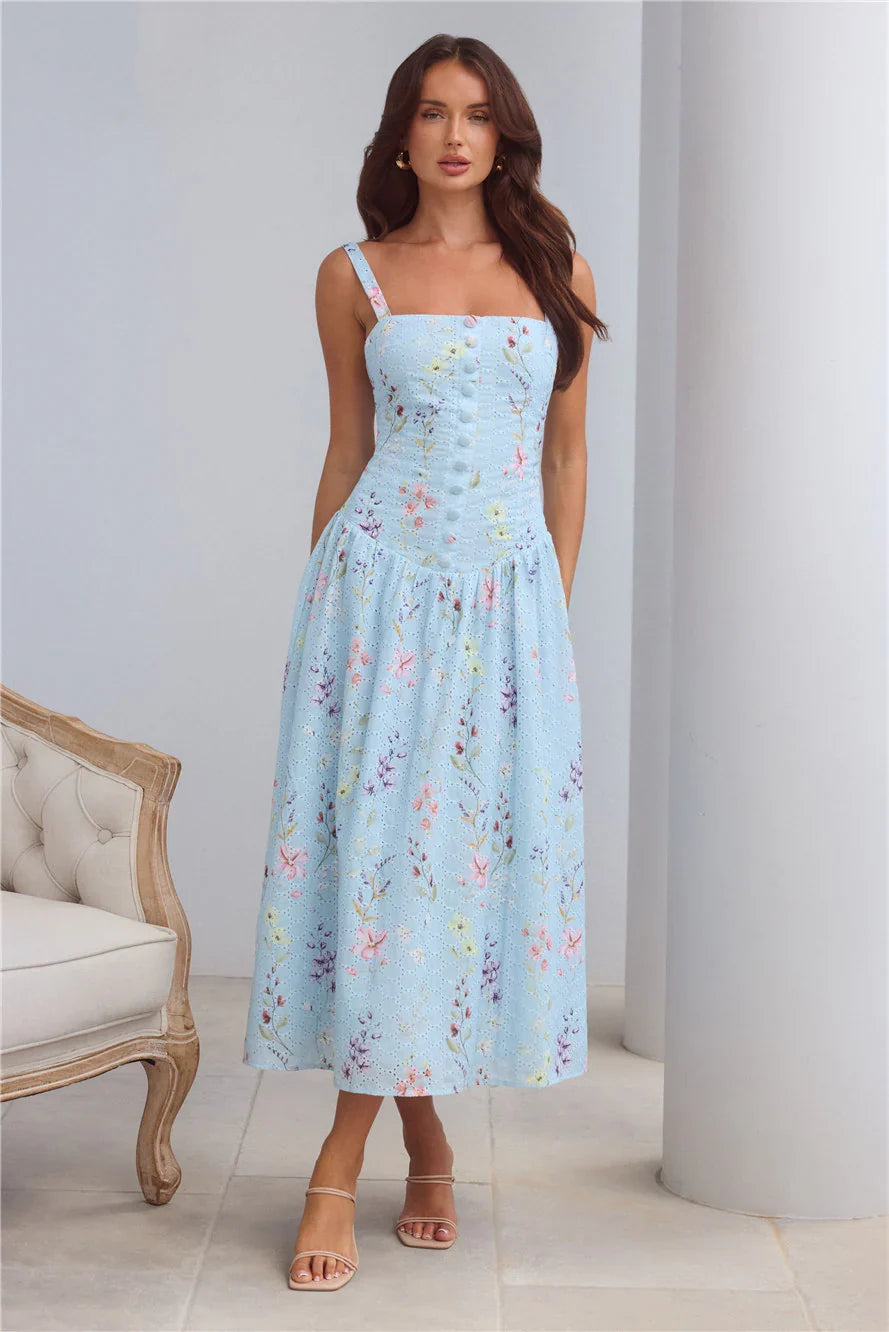 Whimsical Charm Maxi Dress Blue