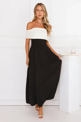 Too Hot To Handle Off Shoulder Maxi Dress Black