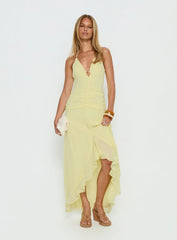 Roxine Asymmetrical Halter Maxi Dress Yellow