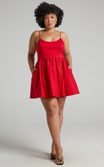 You Got Nothing To Prove Mini Dress - Strappy A-line Dress in Red