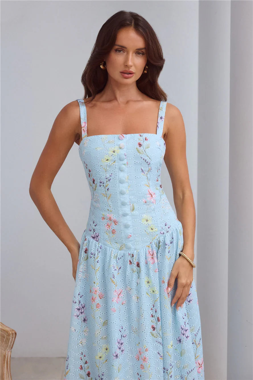 Whimsical Charm Maxi Dress Blue